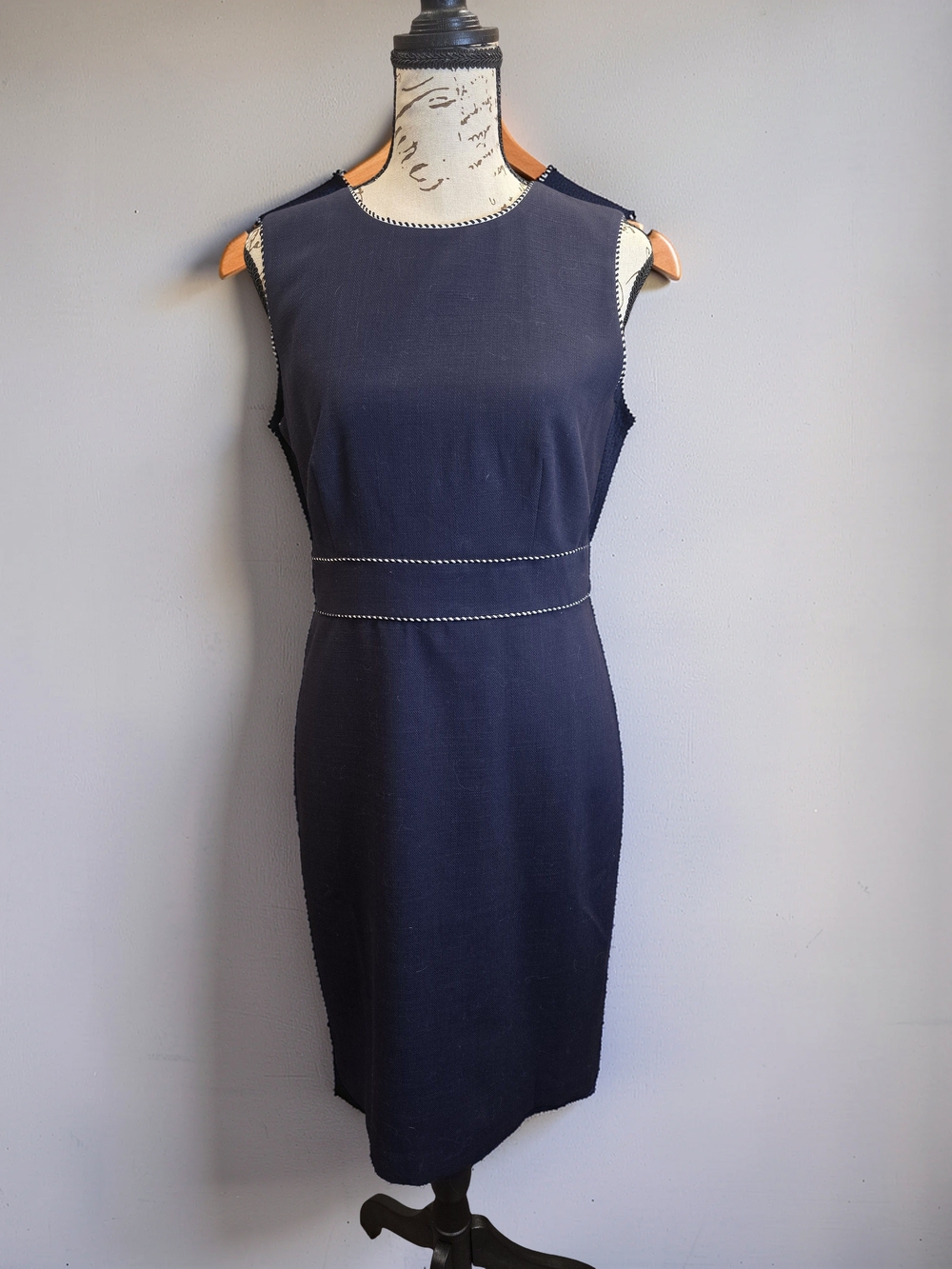 Ann Taylor Navy Blue Stitch Waist Sheath Dress Size 2 NWT